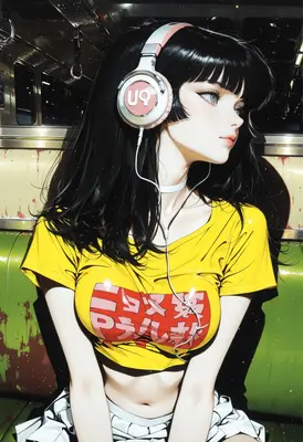 Anime Girl Listening to Music