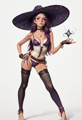 Enchanting Witch with Purple Star Magic