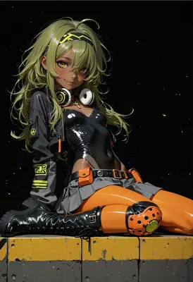 Cyberpunk Girl with Neon Yellow Hair