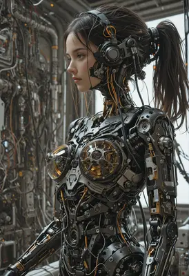 Cyborg Girl with Intricate Mechanical Details