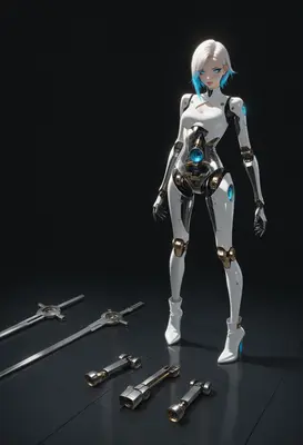Sleek White Android Warrior
