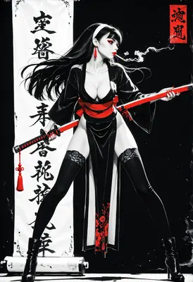 Black and Red Samurai Assassin