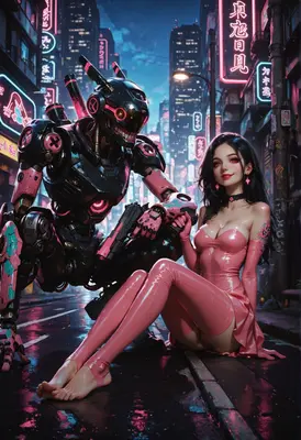 Cybernetic Guardian in Neon City