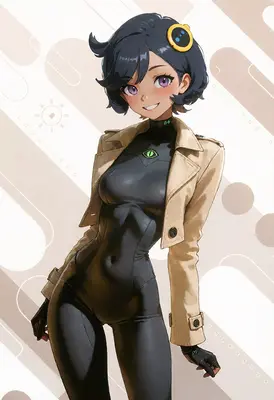 Futuristic Spy in Trench Coat