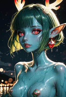 Glowing Antlered Sprite in Moonlight