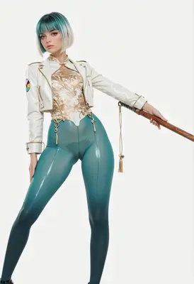 Modern Warrior with Teal Latex Leggings