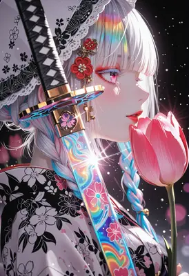 Ethereal Warrior with Iridescent Blade
