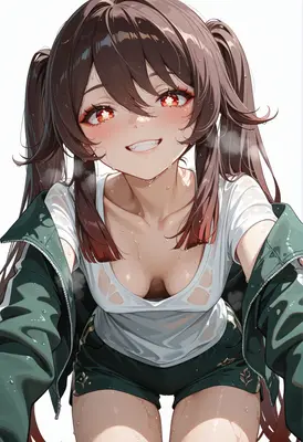 Sweaty Twin Tail Anime Girl