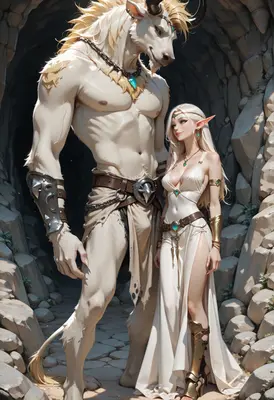 Minotaur Guardian and the Elven Maiden