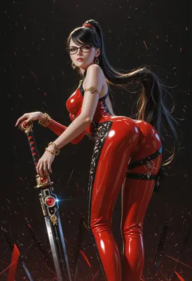 Red Latex Warrior with Enchanted Blade