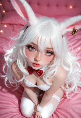 White Haired Bunny Girl Cosplay