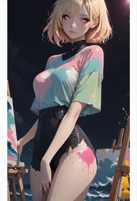 Artist Splattered In Vibrant Paint