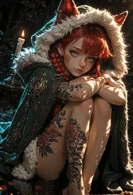 Fox Girl in Enchanted Forest Cloak