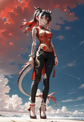 Dragon Maiden Under Crimson Skies