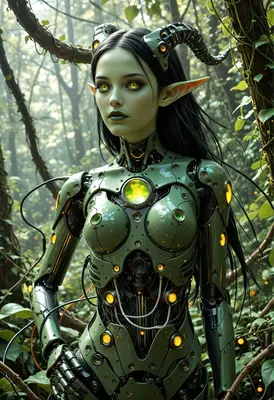 Cyborg Elf in the Enchanted Forest
