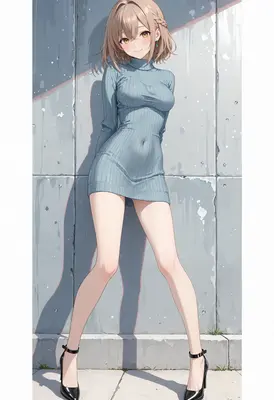 Girl in a Tight Knit Dress