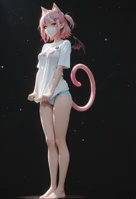 Pink Haired Succubus in Starry Space