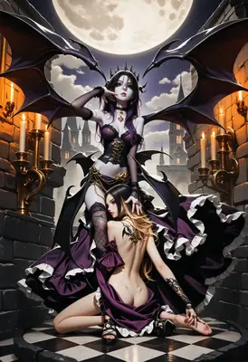 Gothic Succubus Queens Under Moonlight