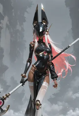 Cyborg Warrior with Pink Hair