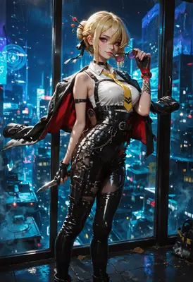 Cyberpunk Assassin in Neon City
