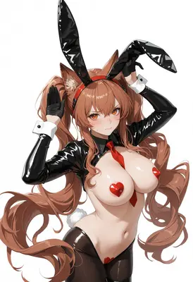 Anime Bunny Girl with Heart Pasties