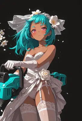 Bride With A Teal Chainsaw