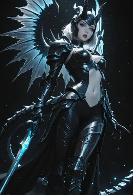 Ethereal Dark Knight with Glowing Wings