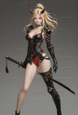 Demon Warrior in Ornate Black Armor