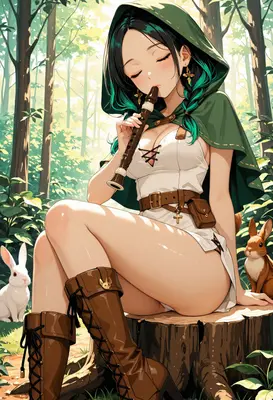 Forest Maiden Playing the Flute