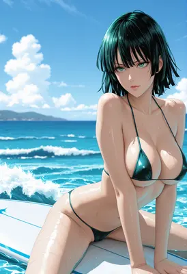 Fubuki Relaxing on a Surfboard