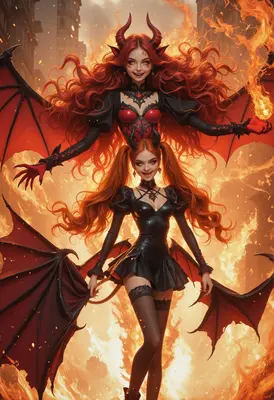 Fiery Twin Succubus Demon Queens