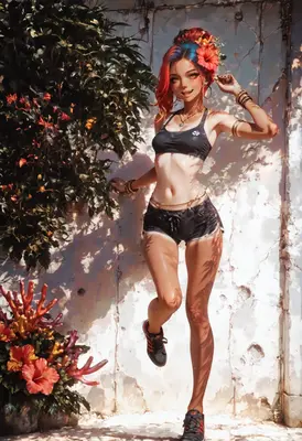 Sunlit Tropical Summer Girl