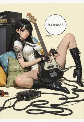 Punk Rock Bassist Resting Backstage