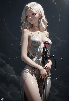 Ethereal Beauty with a Dark Companion