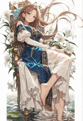 Noble Princess Amidst White Lilies