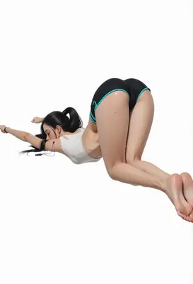 Athletic Girl Stretching in Mid-Air