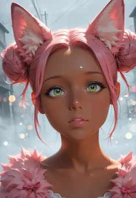 Pink Haired Fox Girl Portrait