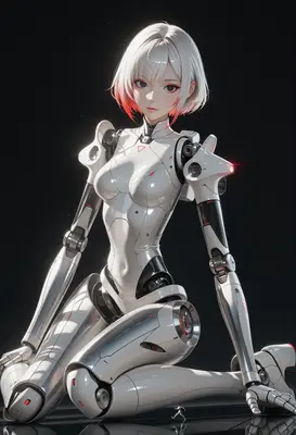 Sleek White Android with Red Accents