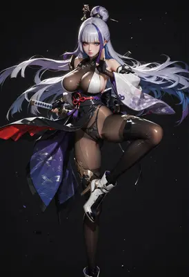 Graceful Samurai Warrior in Traditional Attire