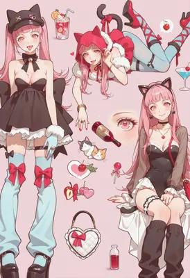 Pink Haired Cat Girl Character Sheet