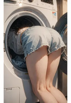 Retrieving Laundry From The Washing Machine
