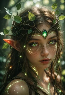 Enchanted Forest Elf with Glowing Markings