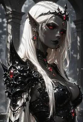 Dark Elf Queen in Obsidian Armor