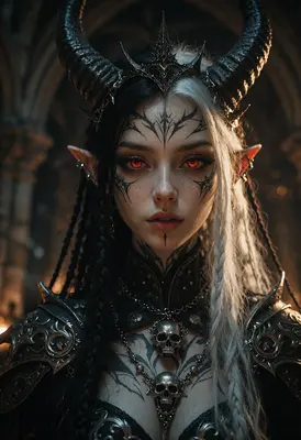 Gothic Demon Queen with Horns