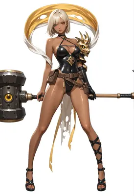 Golden Warrior with Massive War Hammer