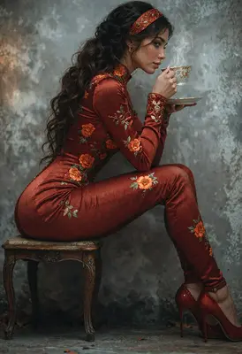 Elegant Tea Time in Floral Velvet