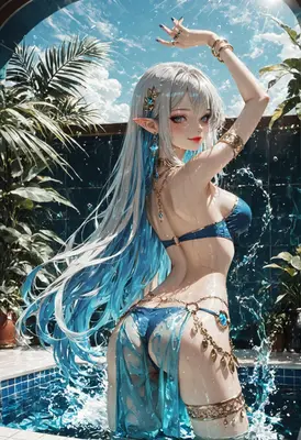 Radiant Elf Princess in Tropical Waters