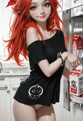 Red Haired Girl With Morning Milk