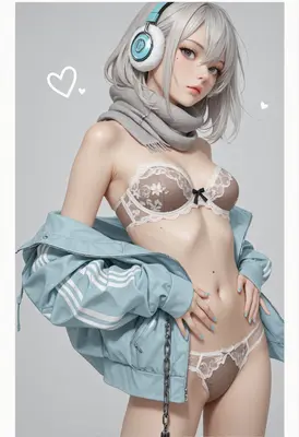 Silver Haired Girl in Lingerie