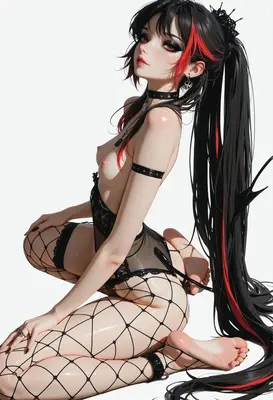 Gothic Beauty with Red Accents